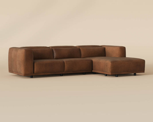 Beau Sofa Chaise - RAF - Lucia Tobacco Leather