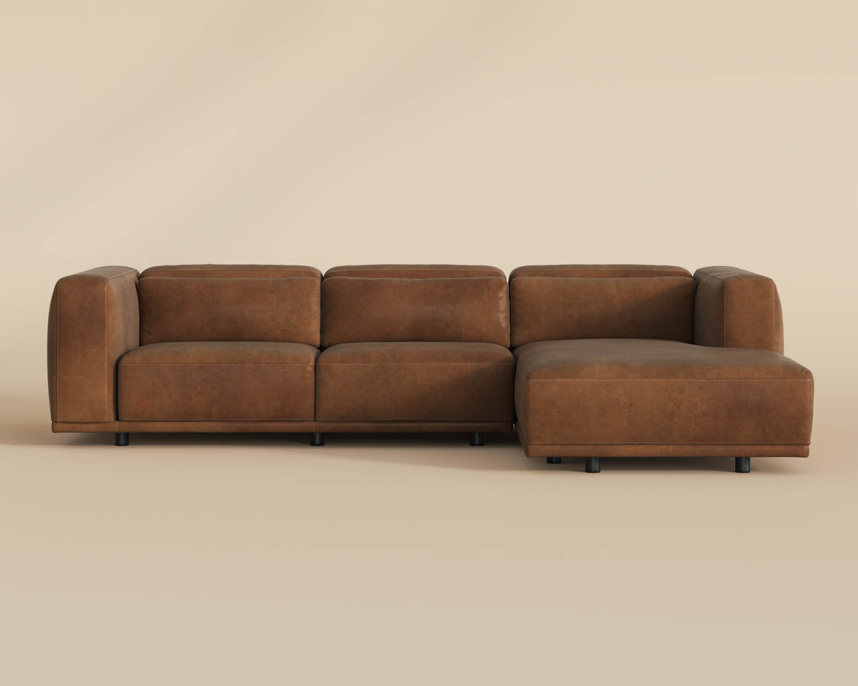 Beau Sofa Chaise - RAF - Lucia Tobacco Leather