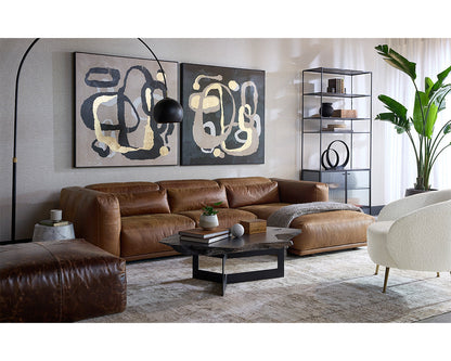 Beau Sofa Chaise - RAF - Lucia Tobacco Leather