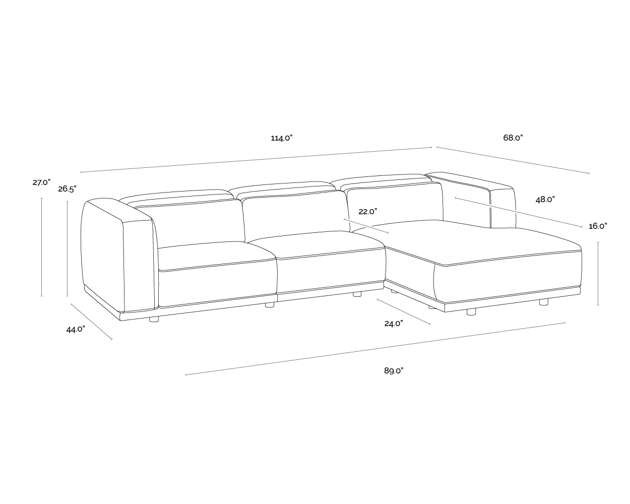 Beau Sofa Chaise - RAF - Lucia Tobacco Leather
