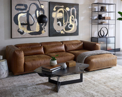 Beau Sofa Chaise - RAF - Lucia Tobacco Leather