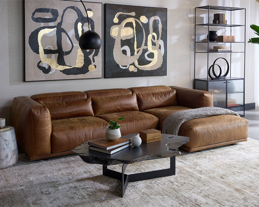 Beau Sofa Chaise - RAF - Lucia Tobacco Leather