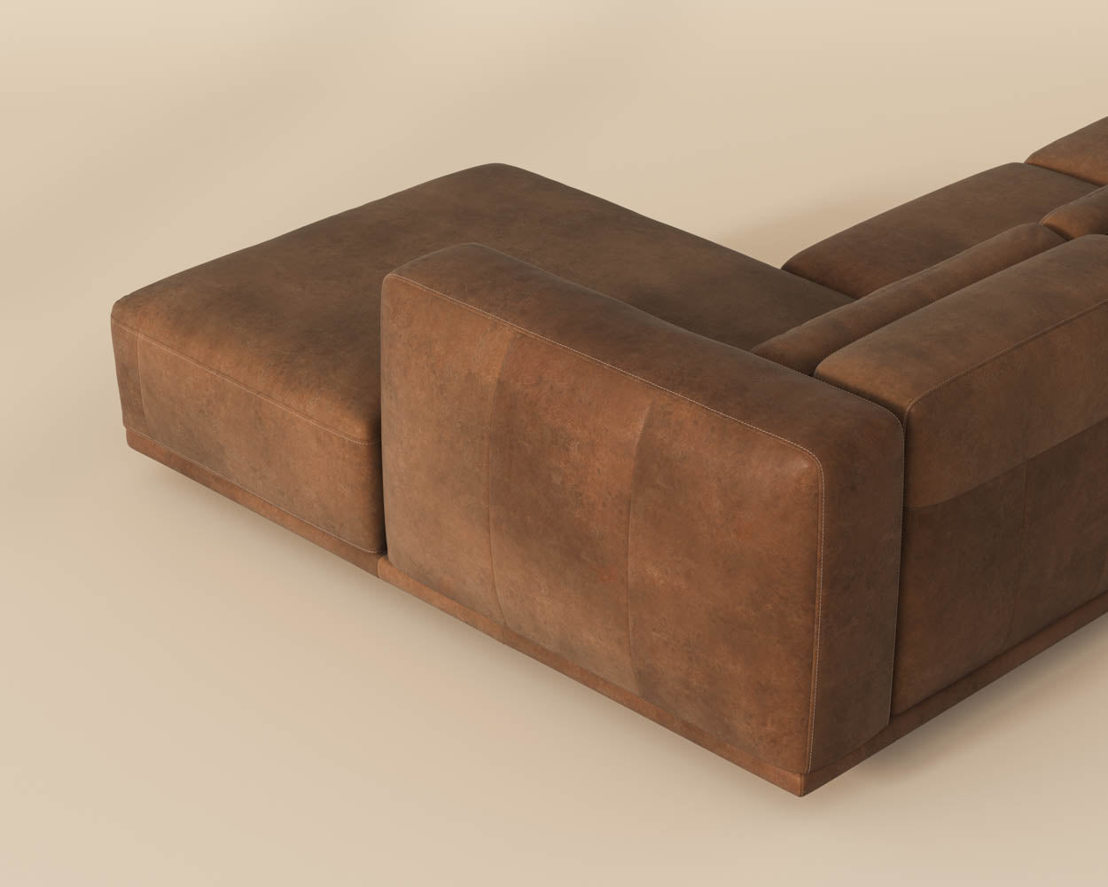 Beau Sofa Chaise - RAF - Lucia Tobacco Leather