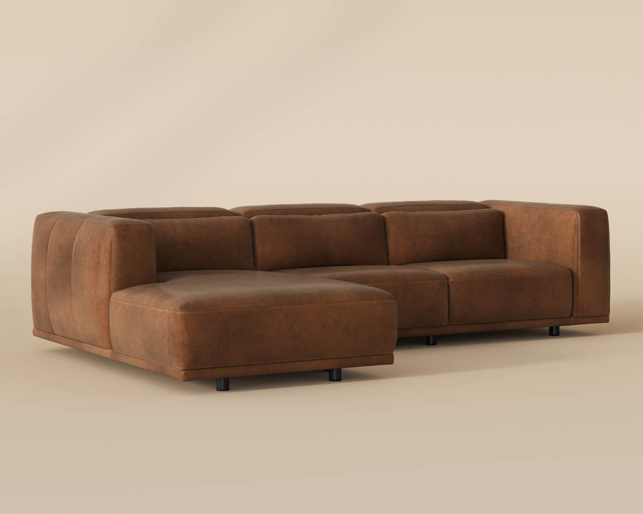 Beau Sofa Chaise - LAF - Lucia Tobacco Leather