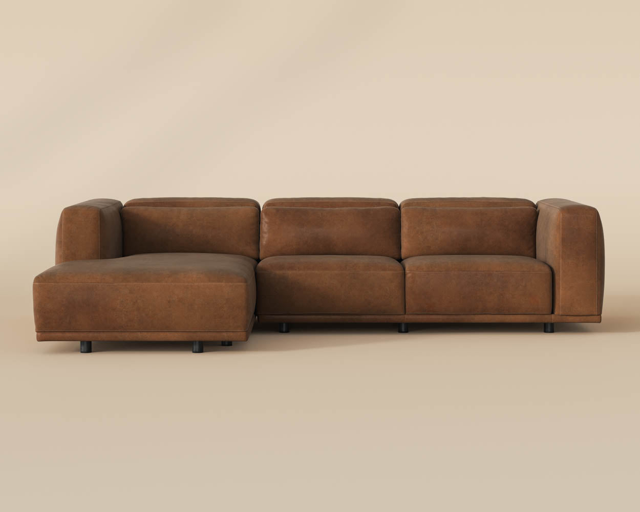 Beau Sofa Chaise - LAF - Lucia Tobacco Leather