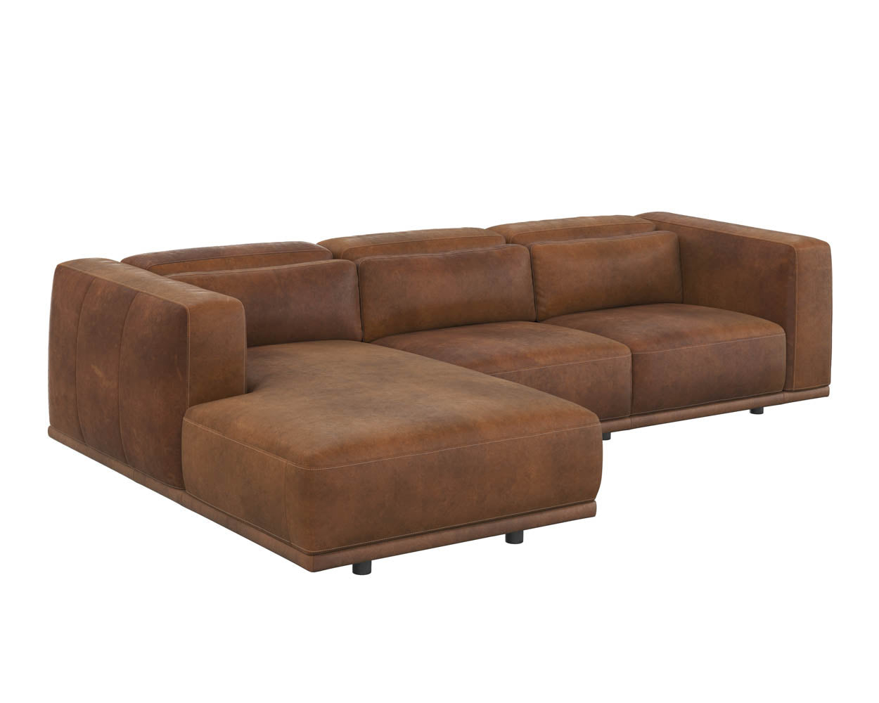 Beau Sofa Chaise - LAF - Lucia Tobacco Leather