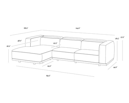 Beau Sofa Chaise - LAF - Lucia Tobacco Leather