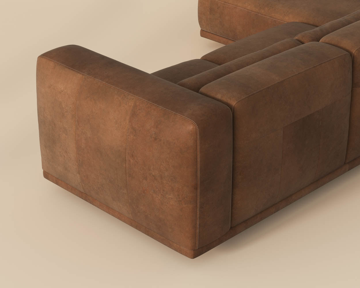 Beau Sofa Chaise - LAF - Lucia Tobacco Leather