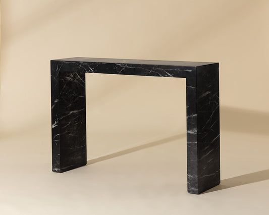 Axle Console Table - Marble Look - Black
