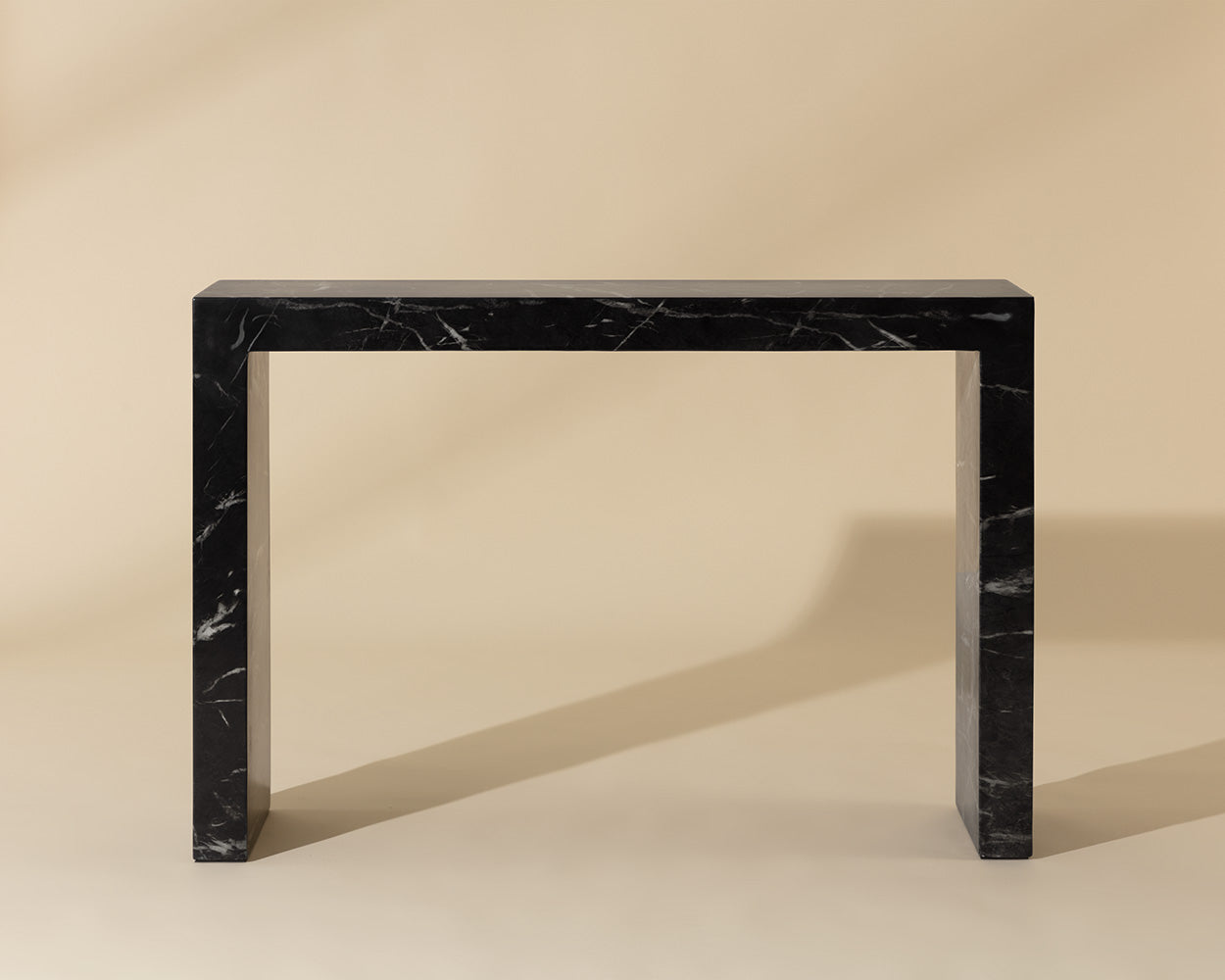 Axle Console Table - Marble Look - Black