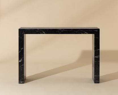 Axle Console Table - Marble Look - Black