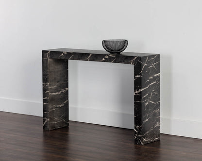 Axle Console Table - Marble Look - Black