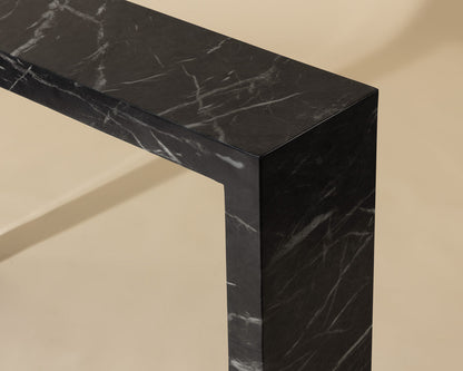 Axle Console Table - Marble Look - Black