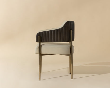 Tova Dining Armchair - Dillon Cream / Bravo Ash