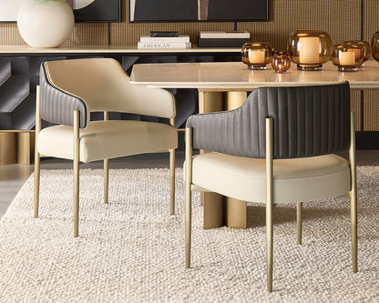 Tova Dining Armchair - Dillon Cream / Bravo Ash