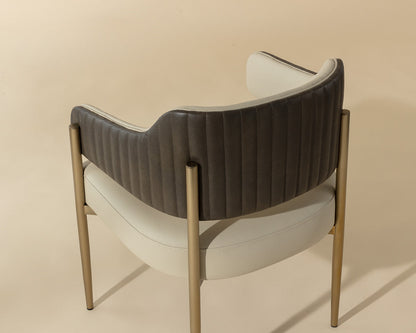 Tova Dining Armchair - Dillon Cream / Bravo Ash
