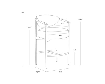 Heloise Counter Stool - Milliken Cognac