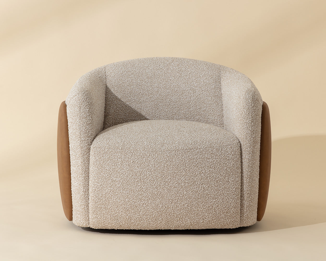 Caris Swivel Lounge Chair - Santa Cruz Oatmeal / Milliken Cognac