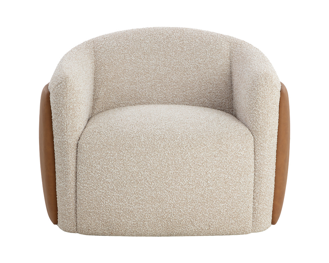 Caris Swivel Lounge Chair - Santa Cruz Oatmeal / Milliken Cognac