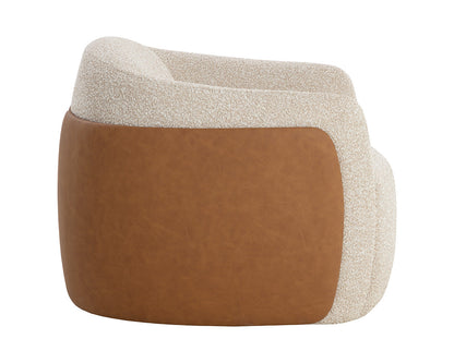 Caris Swivel Lounge Chair - Santa Cruz Oatmeal / Milliken Cognac