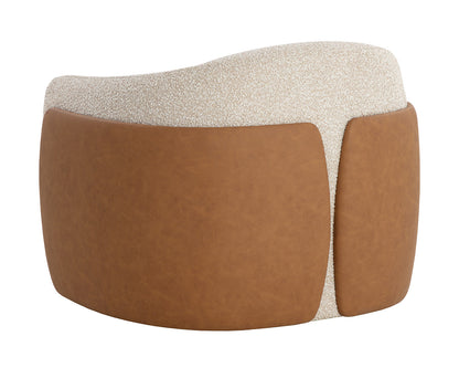 Caris Swivel Lounge Chair - Santa Cruz Oatmeal / Milliken Cognac