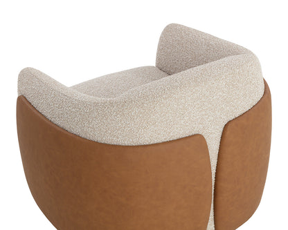 Caris Swivel Lounge Chair - Santa Cruz Oatmeal / Milliken Cognac