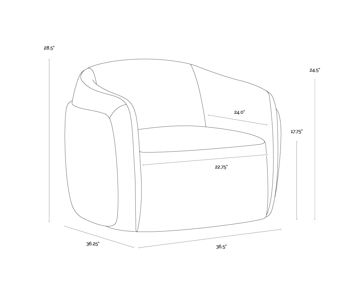 Caris Swivel Lounge Chair - Santa Cruz Oatmeal / Milliken Cognac