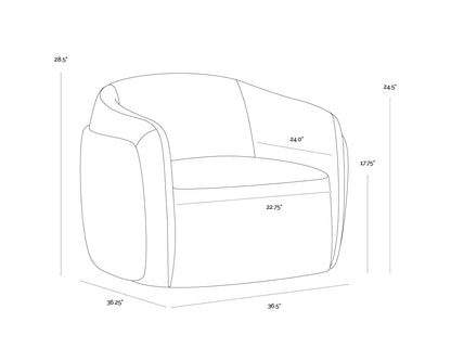 Caris Swivel Lounge Chair - Santa Cruz Oatmeal / Milliken Cognac