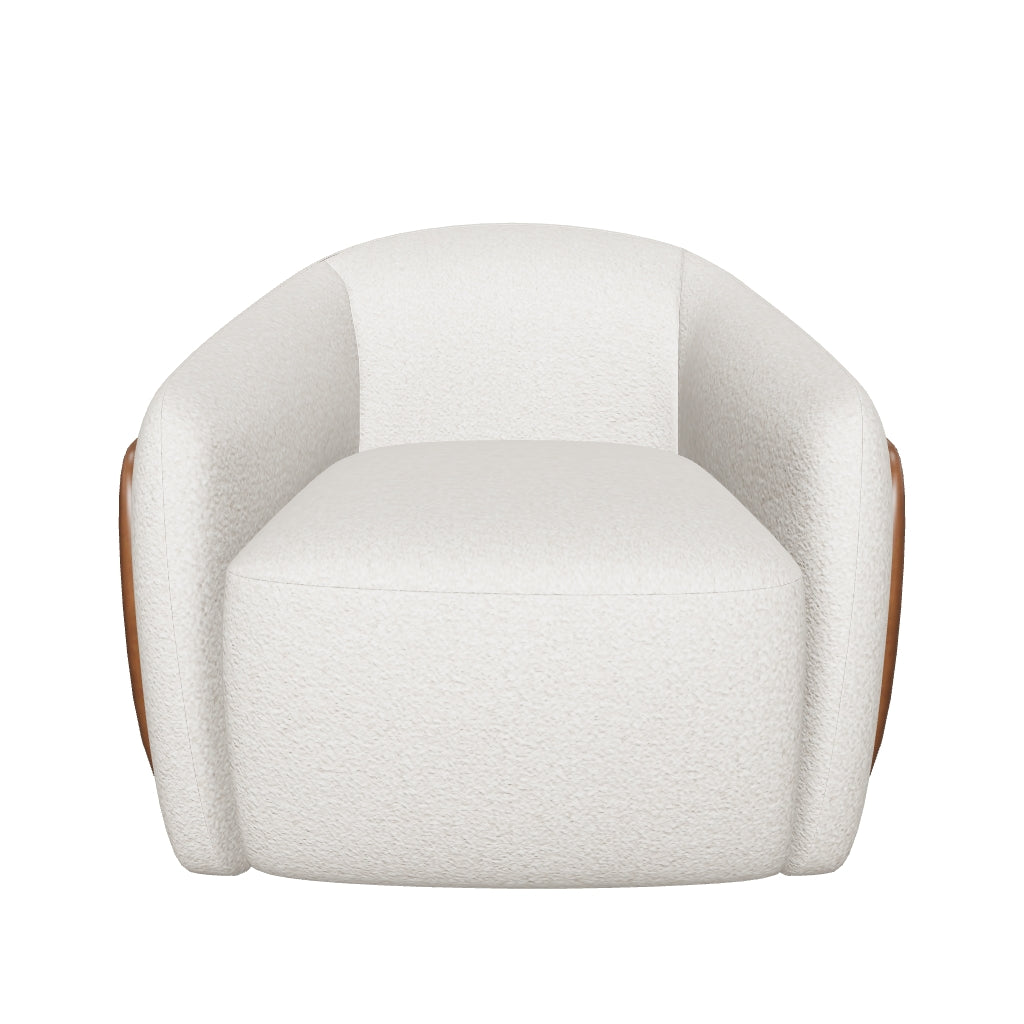 Caris Swivel Lounge Chair - Santa Cruz Oatmeal / Milliken Cognac