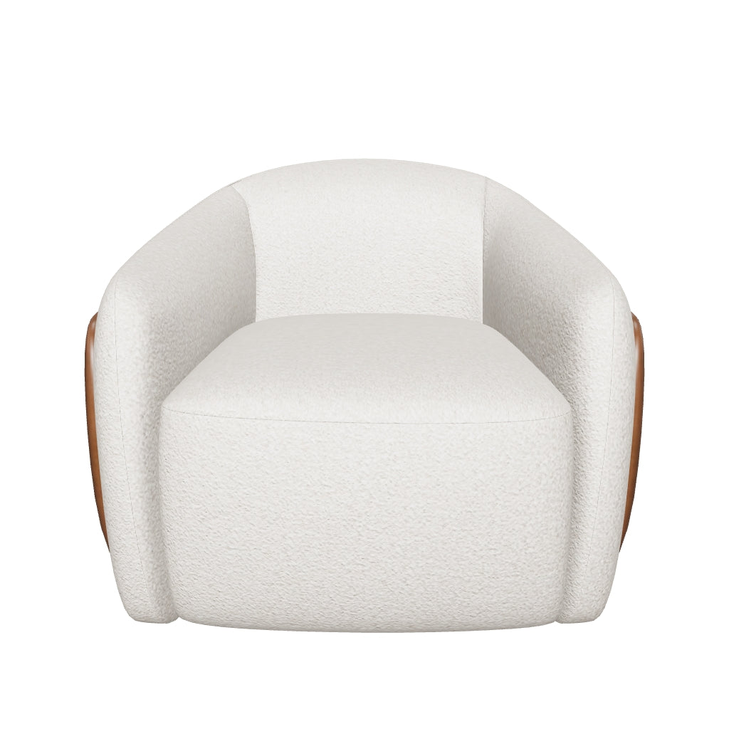 Caris Swivel Lounge Chair - Santa Cruz Oatmeal / Milliken Cognac