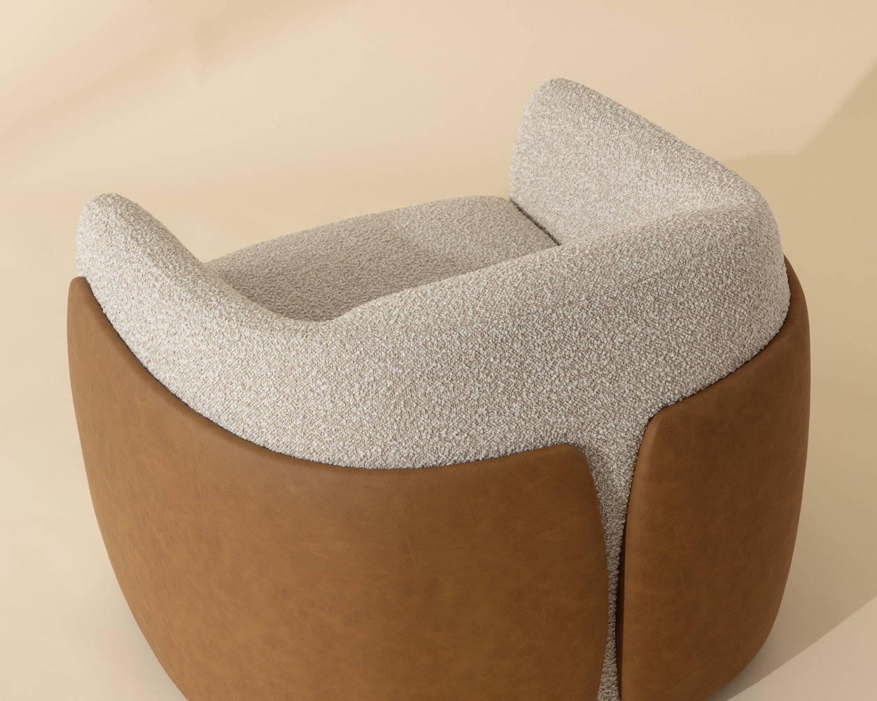 Caris Swivel Lounge Chair - Santa Cruz Oatmeal / Milliken Cognac