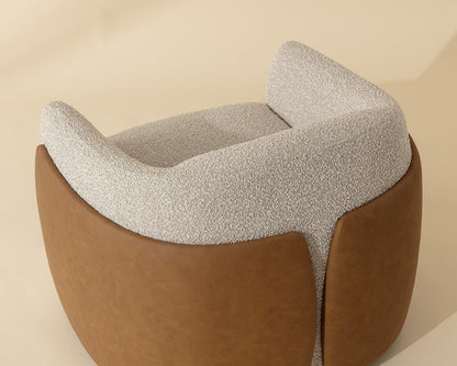 Caris Swivel Lounge Chair - Santa Cruz Oatmeal / Milliken Cognac