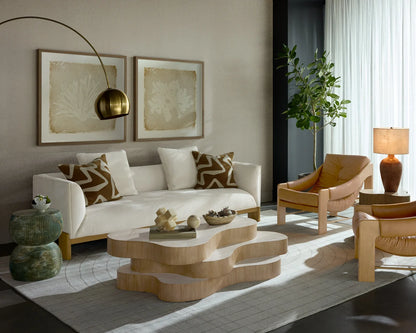 Geddes Coffee Table - Travertine Look - Cream