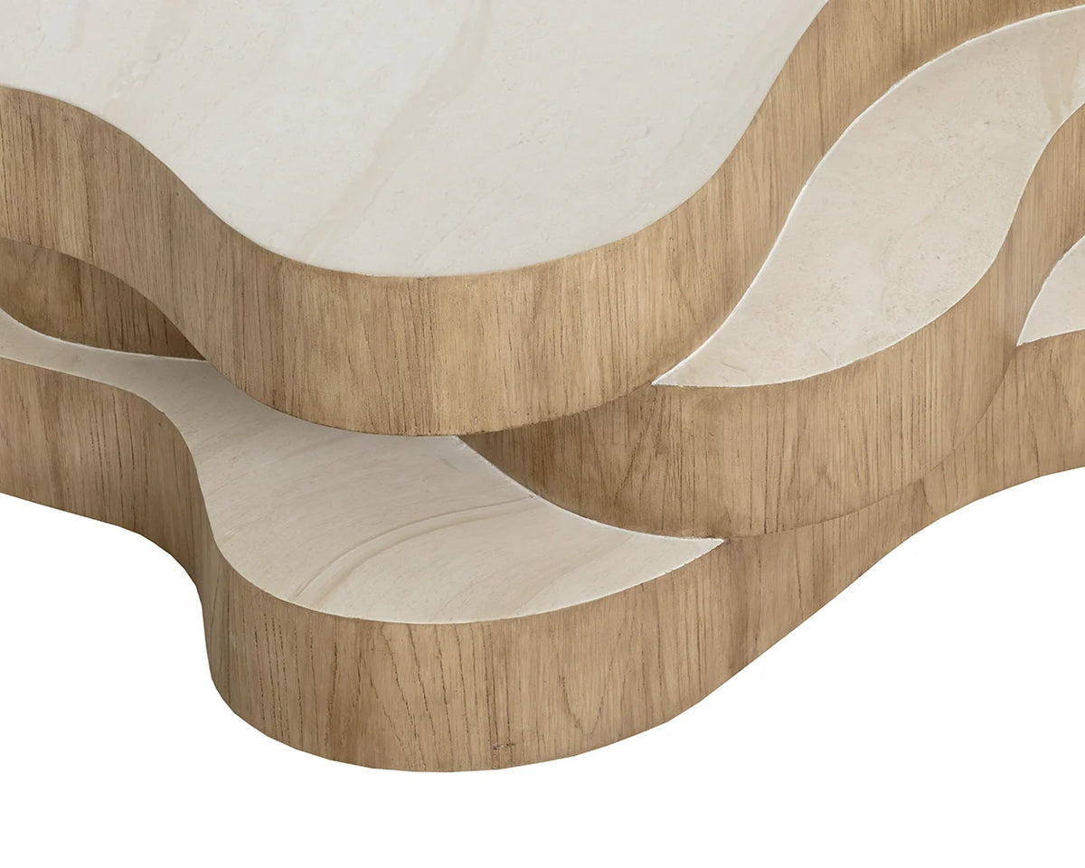 Geddes Coffee Table - Travertine Look - Cream