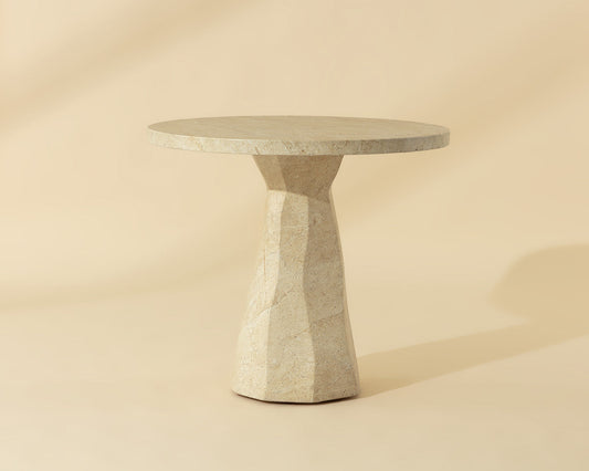 Kliff Bistro Table - Travertine Look - Natural