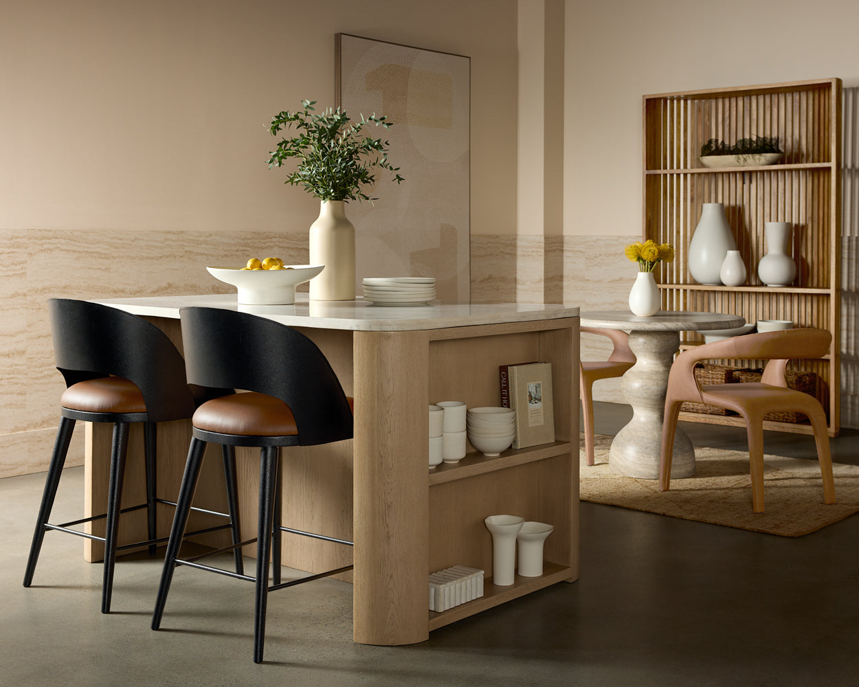 Raul Bistro Table - Travertine Look - Dune