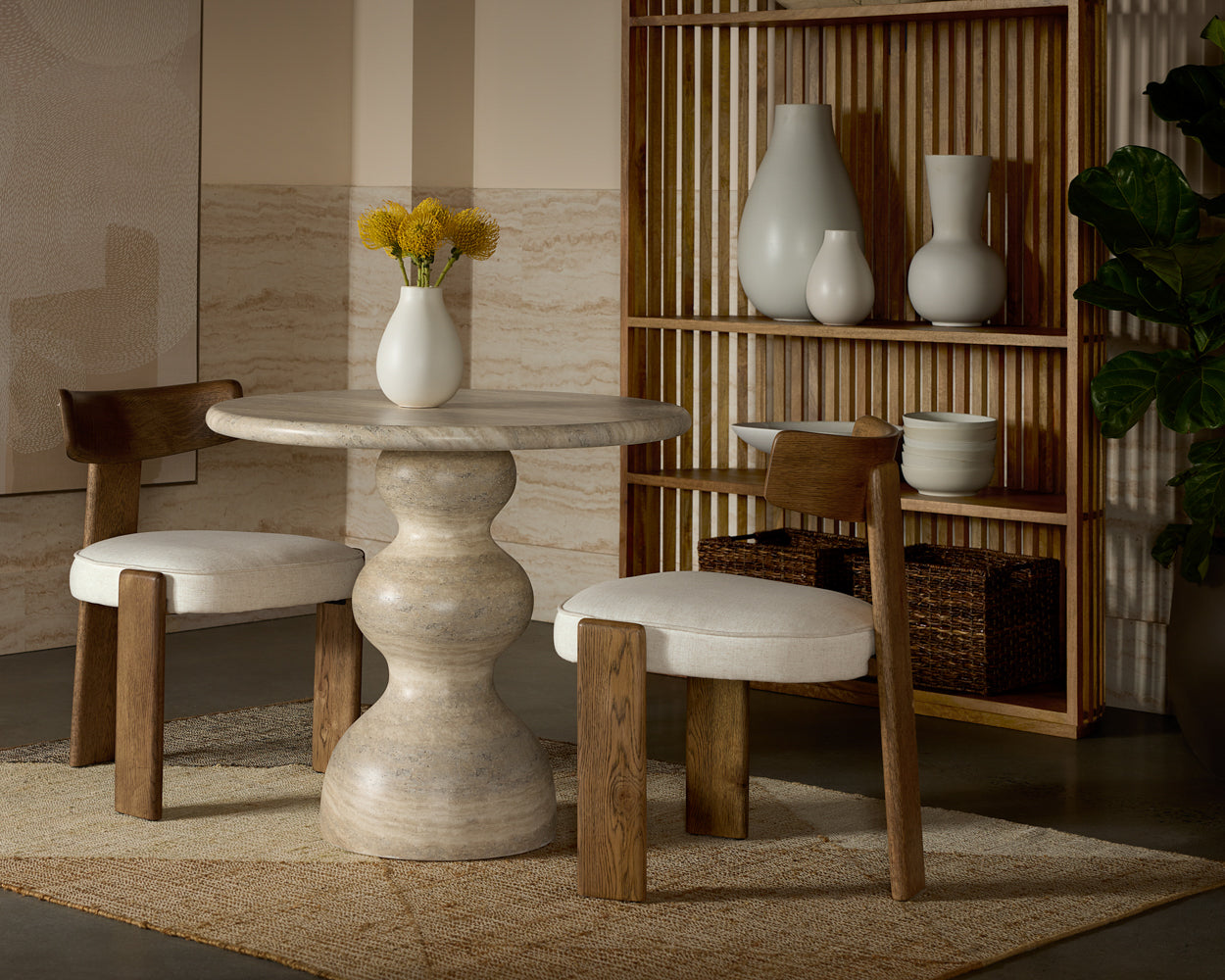 Raul Bistro Table - Travertine Look - Dune